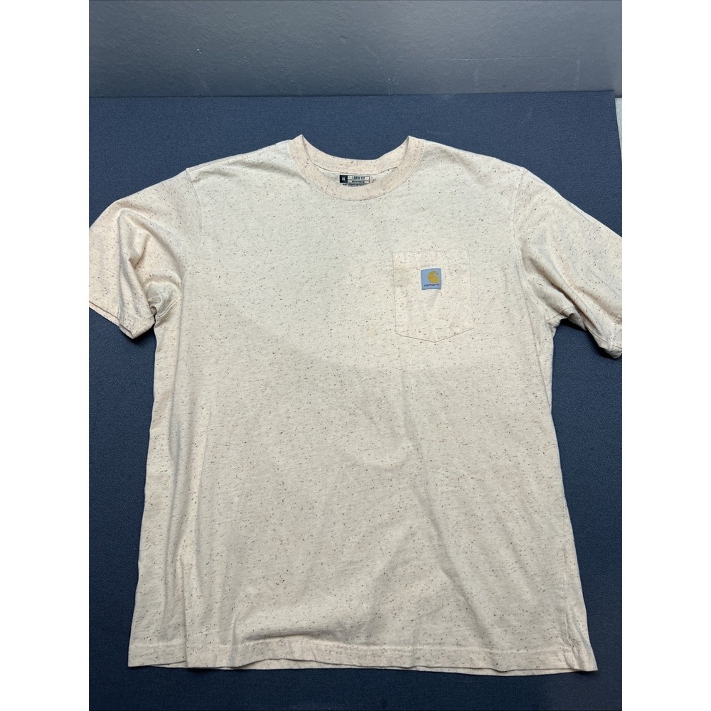 Carhartt Mens Short Sleeve T-Shirt XL Loose Fit Pocket Salmon K87 Speckled Pink